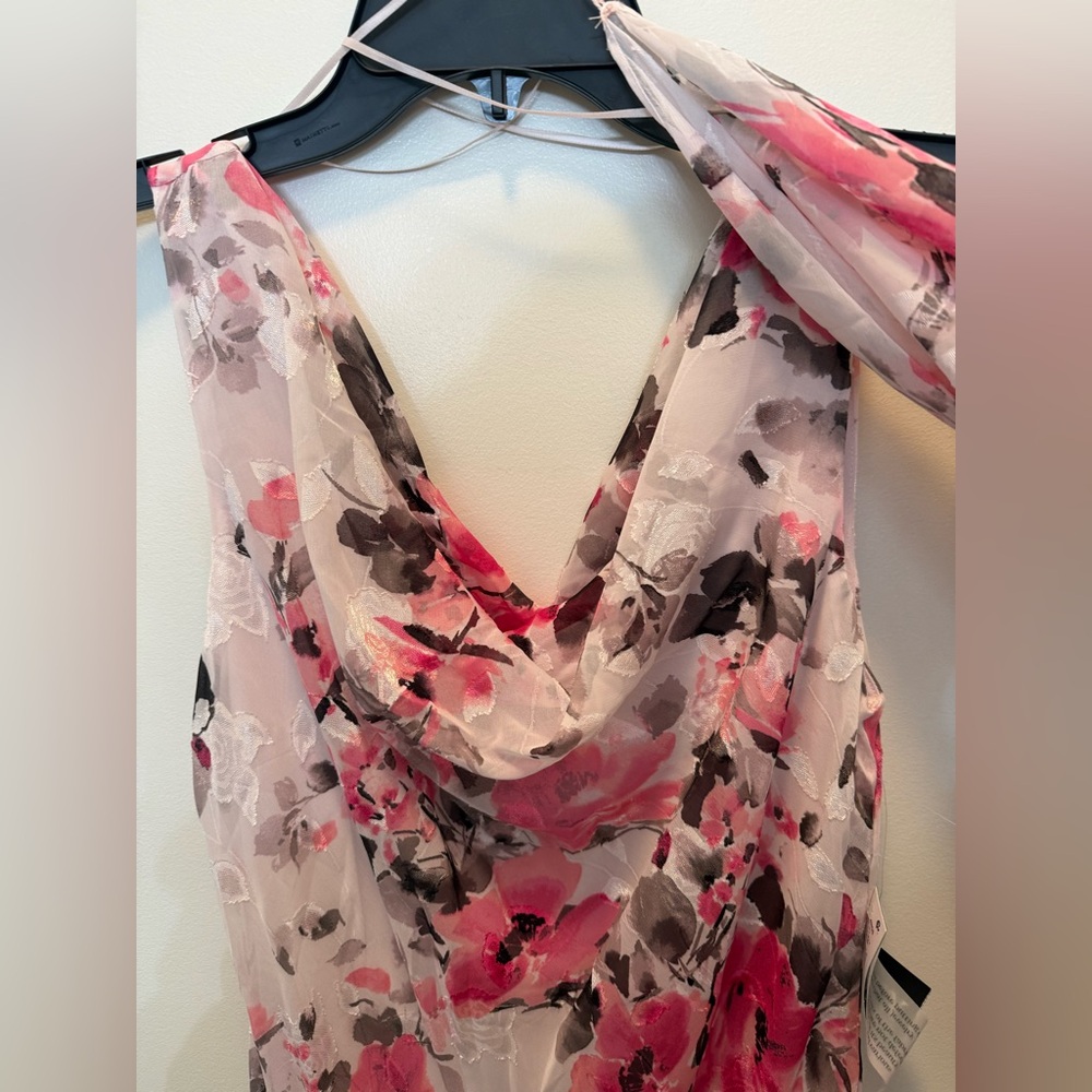 NWT Alex Evenings Sleeveless Floral Cowl Neck‎ Gown With Shaw Size 4 - Picture 6 of 11